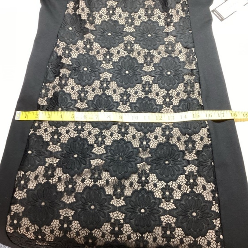 NWT Nine West Black Lace Floral Embroidered Shift Midi Dress Women’s Size 8 - Picture 11 of 12